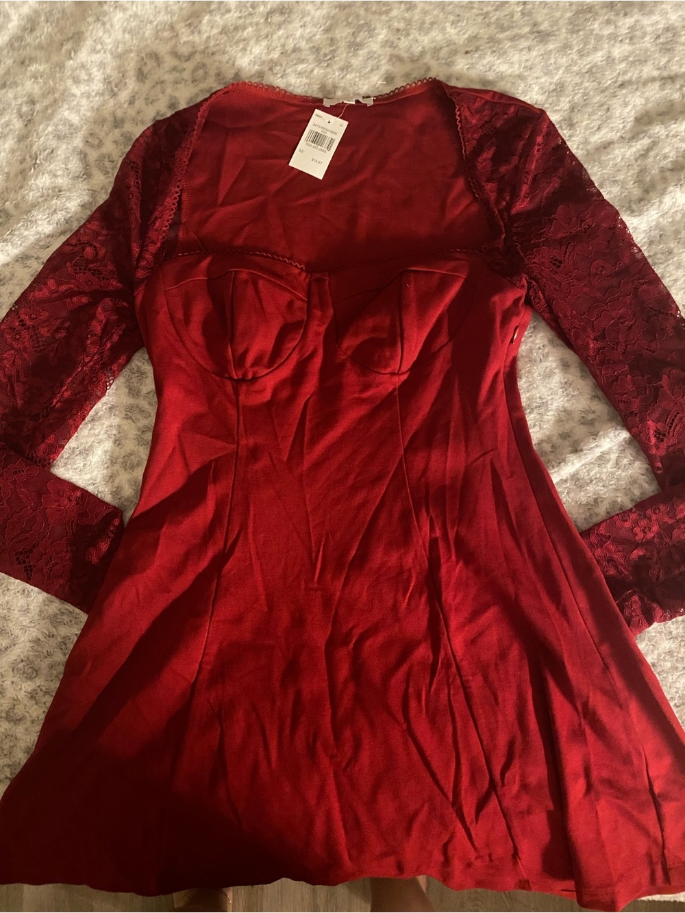 Free People Scarlet Red Lace-Trim Slip